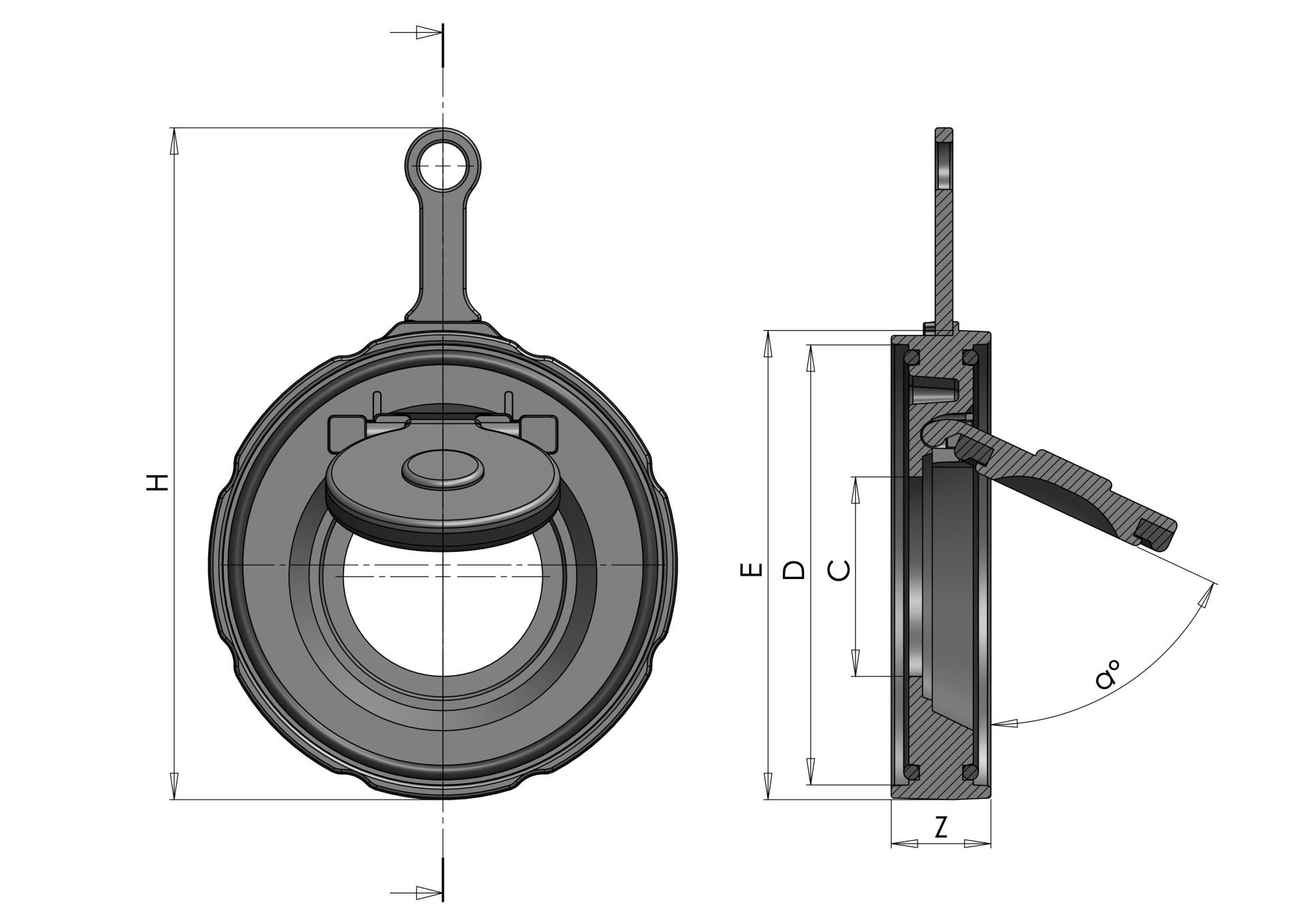 Clapet senza molla COMER SpA disegno con quote