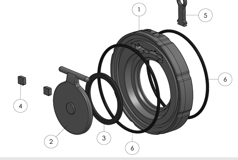 valvola a clapet in PVC componenti